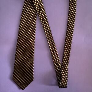 PRONTO.UOMO Men's 100% Silk Neck Tie X Long Diagonal Stripe  Black Burgundy Gold